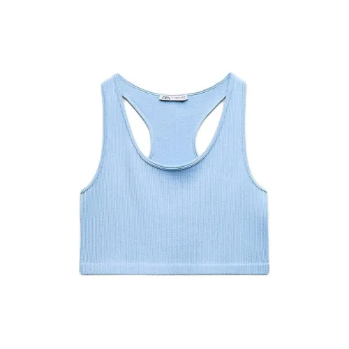 ZARA Tank Tops Women's Light Blue