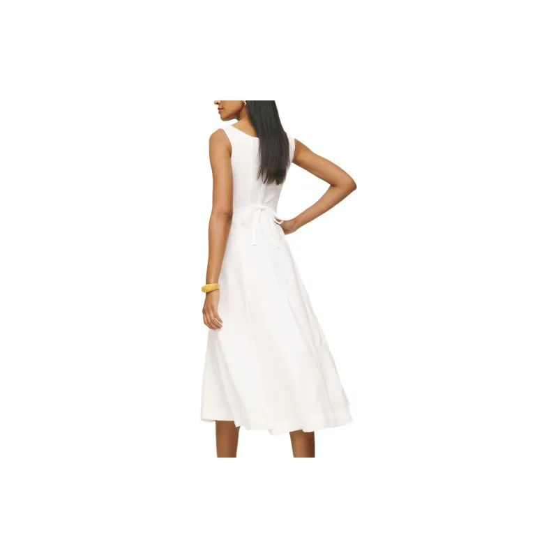 REFORMATION Louisa Linen Dress Slip Dresses Women's White-1