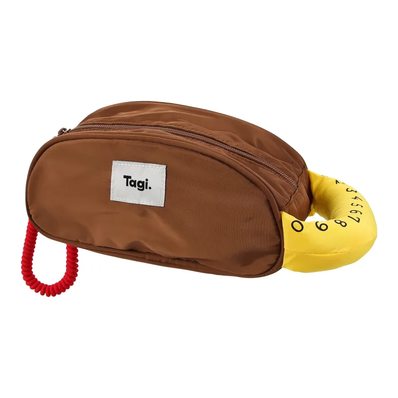 Tagi. Plain Nylon Cloth Makeup Bag Storage Bag Medium Size Women's Almond-0
