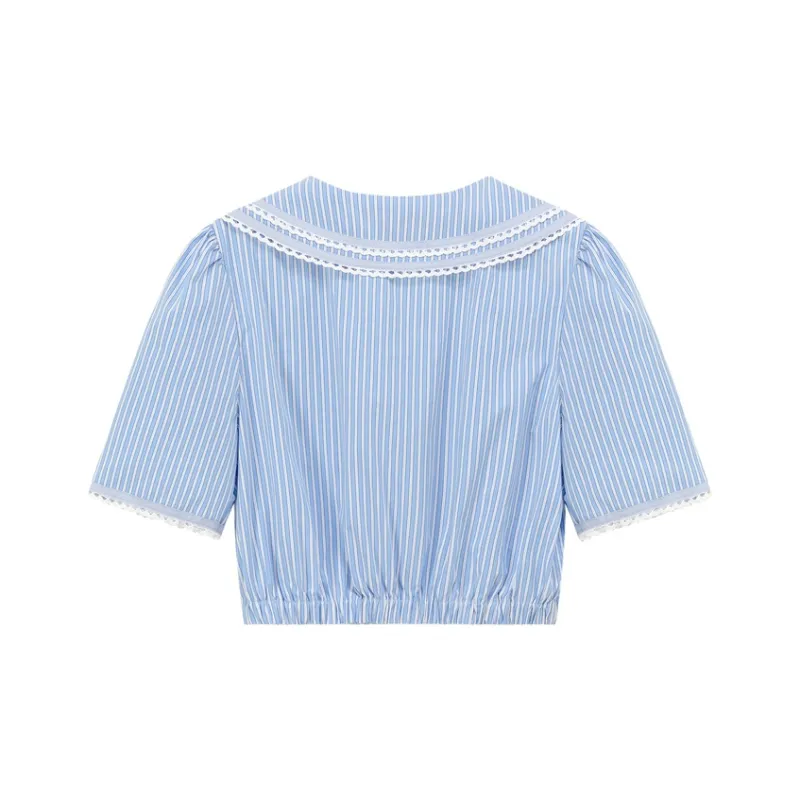 CHUU Shirts Women's Blue Stripes Pattern-1