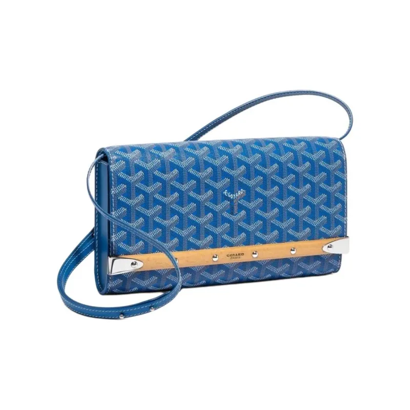 GOYARD MONTE-CARLO Canvas With Calfskin One Shoulder Crossbody Clutches Small Size Unisex Blue-1