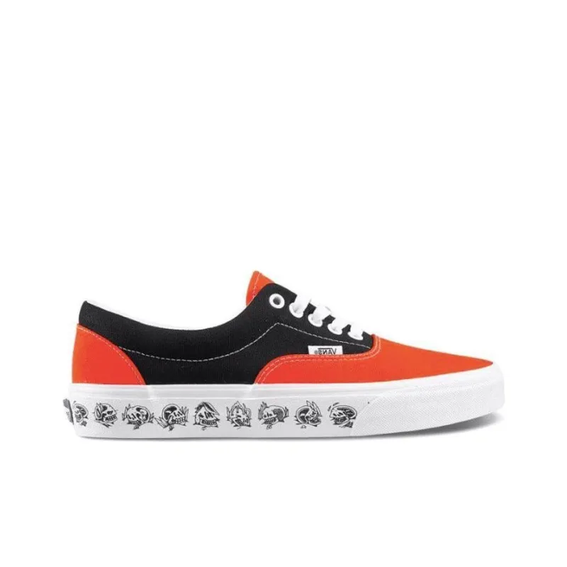 Vans Era Skeleton Printing Retro Casual Canvas Shoes Black Orange Colorblock 'Black Orange'-1