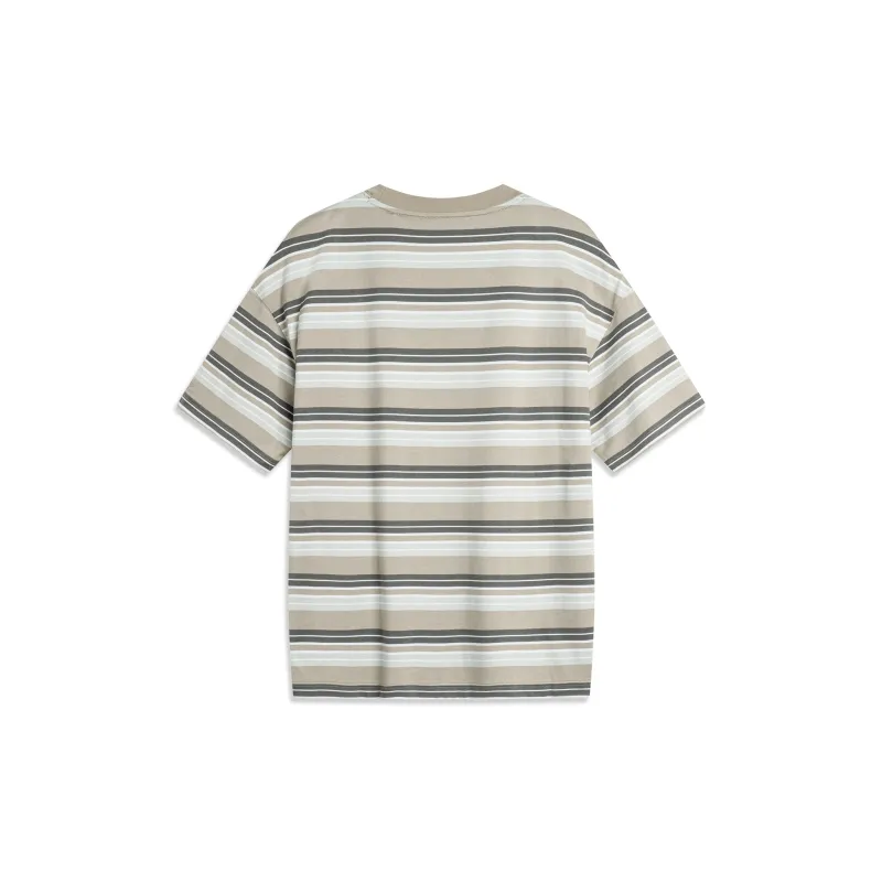 LiNing CF Tracing T-Shirt Men's White Gray Green Stripes-1