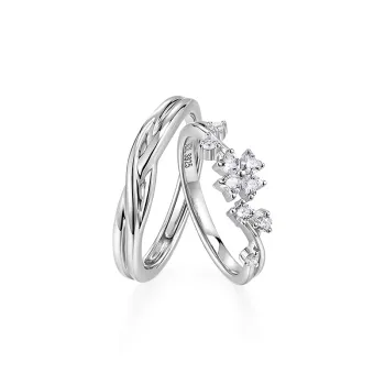 KADER 925 Sterling Silver Rings Unisex Silver White Box