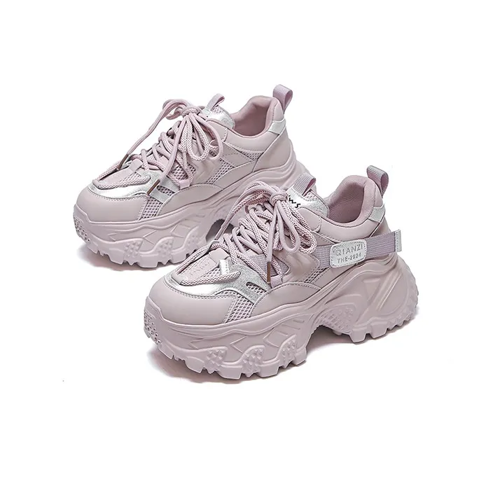 WOOS BOBO Cushioning, Breathable, Lightweight, Height Increasing Low Top Chunky Sneakers Women's-6