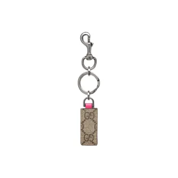 GUCCI Canvas With Leather Bag Accessories Women's Beige & Ebony With Pink Accents
