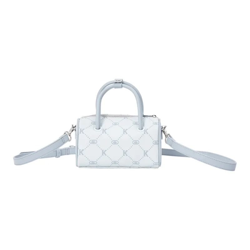 Kappa Matte Leather One Shoulder Crossbody Cylinder Bag, Boston Bag, Fashion Handbag Regular Women's Sea Salt Mint Gray-2