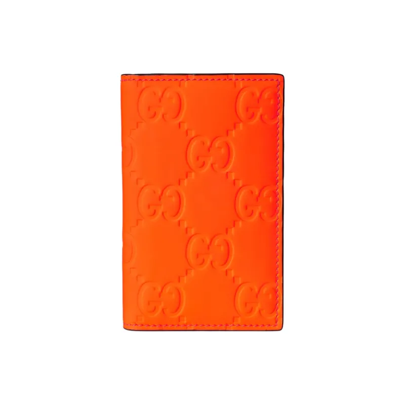 GUCCI Leather Card Holder Men's Orange-0