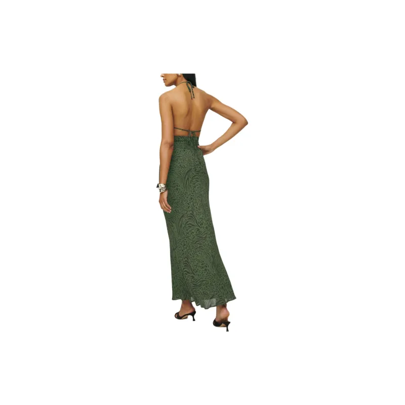 REFORMATION Romona Dress Slip Dresses Women's Forest Green-1