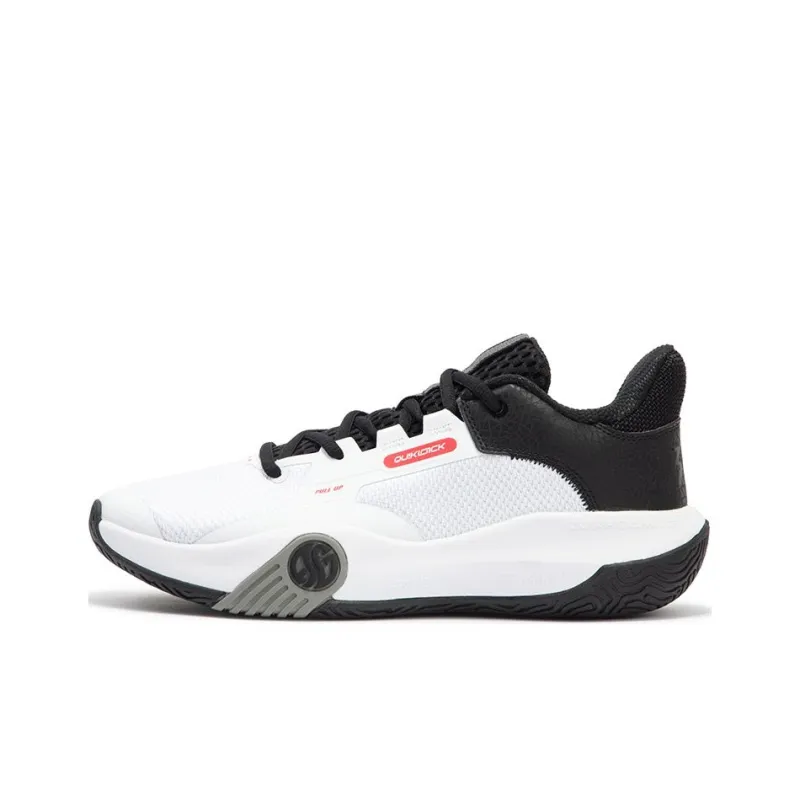 361° Abrasion Resistant Breathable Low Top Basketball Shoes Men's White Black-0