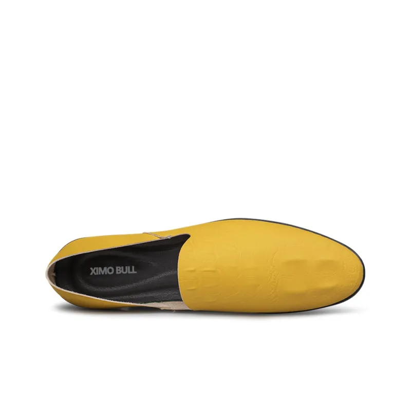 XIMO BULL Men's Casual Shoes Men Low Top Yellow, Black-10