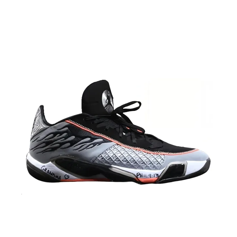 Jordan Air Jordan 38 Low PE Wear Resistant Low Top Basketball Shoes Men's Silver black Orange-1