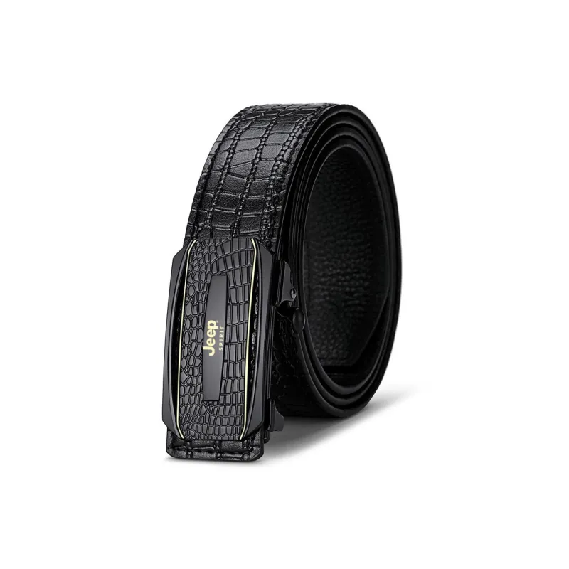 JEEP SPIRIT Top Grain Cow Leather Automatic Buckle Belt Men's Width 3.3cm-1