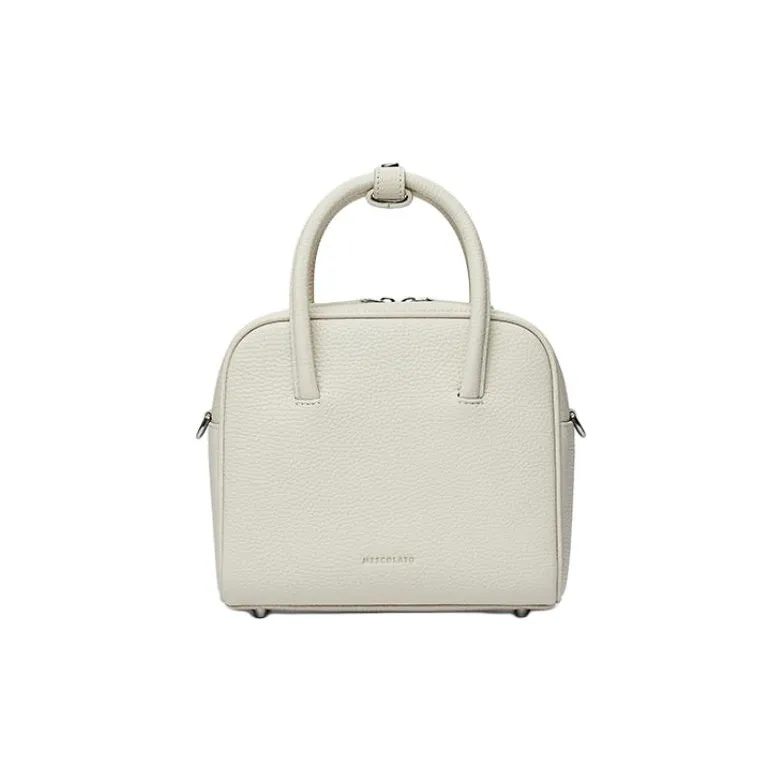 MESCOLATO Cow Leather Shoulder Bag Crossbody Bag Handbag Small Size Women's Milkshake White-0