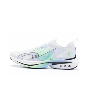 QIAODAN Feiteng PRO Cushioned Slip Resistant Abrasion Resistant Low Top Long Distance Running Shoes Men's White Green