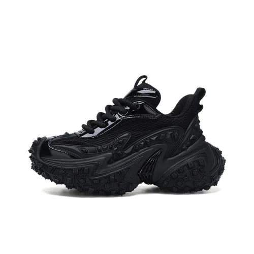 U7 Breathable Height Increasing Low-Top Chunky Sneakers Men's Black