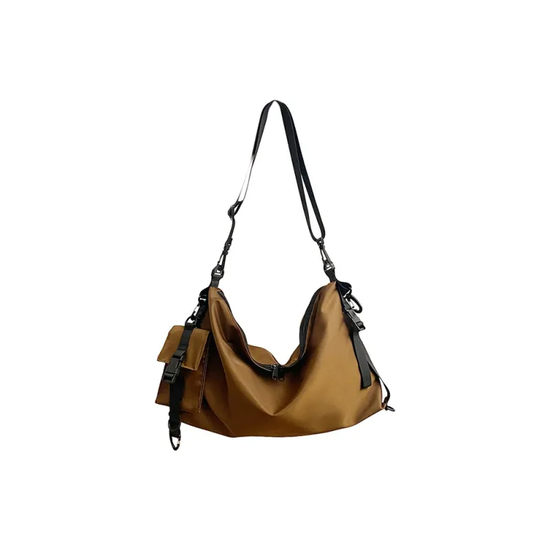 ALNI BITTON Nylon Shoulder Bag, Crossbody Bag Regular Men's Black/Dark Brown-5