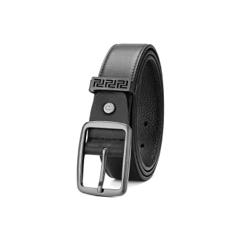 PIERRE CARDIN Genuine Leather Business Pin Buckle Trendy Cow Leather Men's Belt Pants Men's Black Width 3.5cm