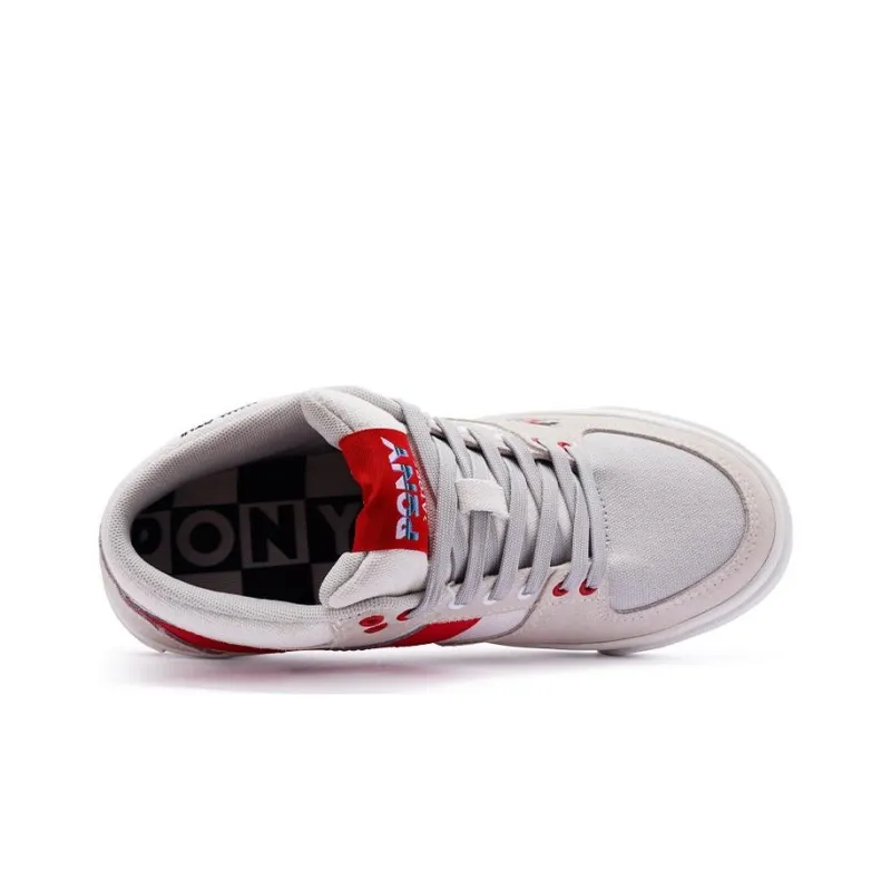 PONY Atop Wrapping Anti Slip Shock Absorbing And Wear Resistant Low Top Skateboard Shoes Unisex Beige Red-3
