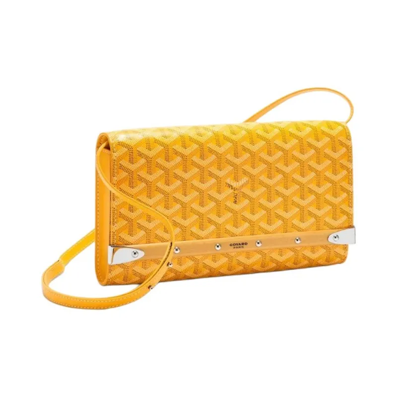 GOYARD MONTE-CARLO Canvas With Calfskin One Shoulder Crossbody Clutches Small Size Unisex Yellow-1