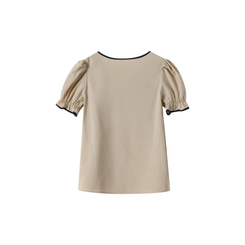 Huagaa Shirt Women's Yellow Khaki-1