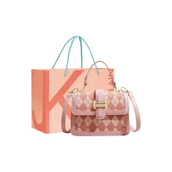 JANE KLAIN PU, Textile Mixture Small Square Bag, Shoulder Bag, Crossbody Bag, Handbag Regular Women's Pink/Green/Ecru