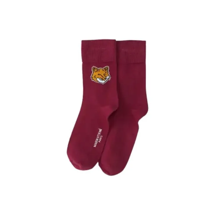 Maison Kitsune Mid Calf Socks Unisex 1 Pack Red-0