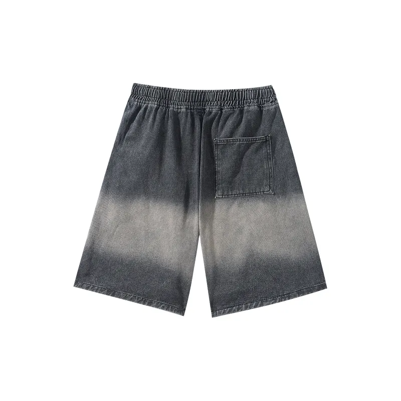 DUNHUANG INSPIRATION Denim Shorts Unisex Black Gray-1