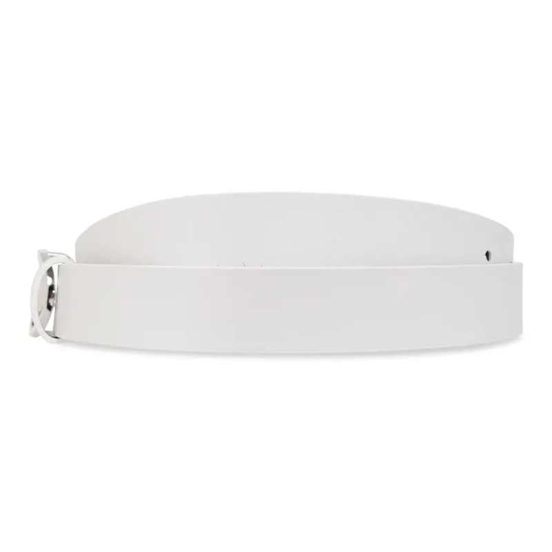 DIESEL Letter Logo Leather Belts Women's White-1
