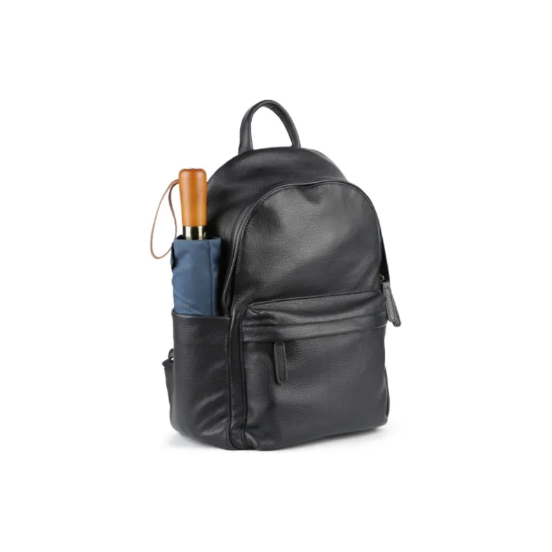 DOSRFINI Cow Leather Genuine Leather Backpack Men's Black-4