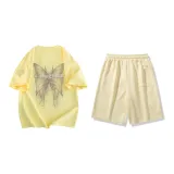 Set (Lemon Short-Sleeved Top+Light Khaki Shorts)