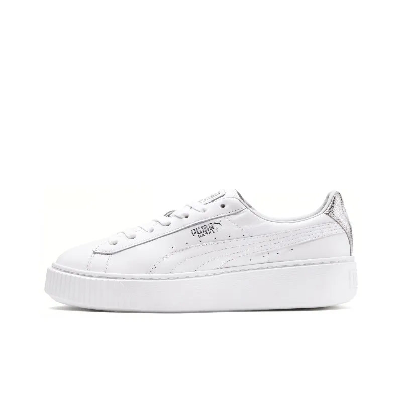 PUMA Basket Platform Sneakers White/Silver Women's-0