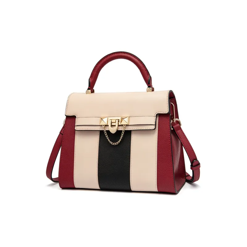 SANTA BARBARA POLO & RACQUET CLUB Cow Leather Shoulder Bag, Crossbody Bag, Handbag Women's Red-1