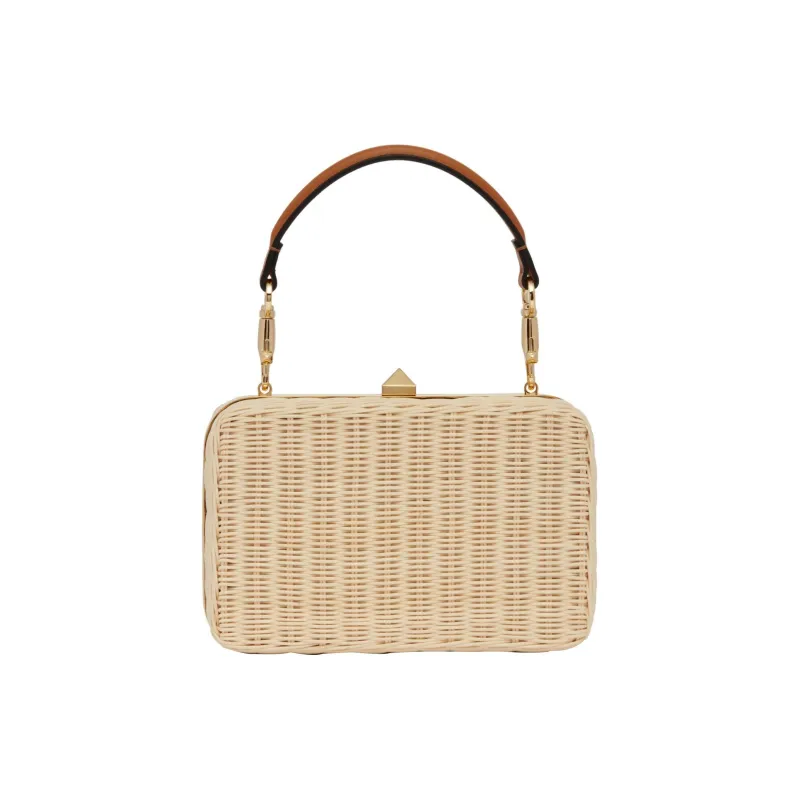 Valentino GARAVANI Straw Shoulder Bag Crossbody Bag Handbag Women's Beige-3