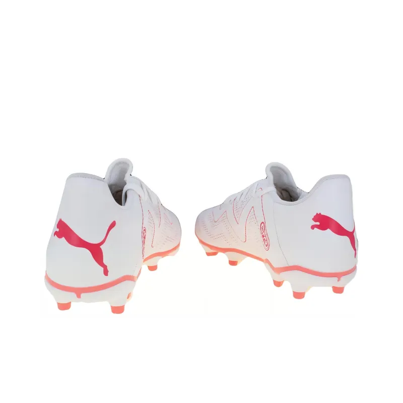 PUMA Future Play AG Short Rubber Studs FG Long Rubber Studs Cushioning, Wear Resistant Soccer Shoes Unisex White Red-2