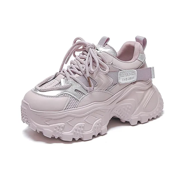 WOOS BOBO Cushioning, Breathable, Lightweight, Height Increasing Low Top Chunky Sneakers Women's-5
