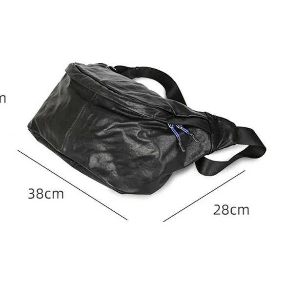 DOSRFINI Genuine Leather Top Grain Tanned Cow Leather Crossbody Bag Regular Men's Black-2