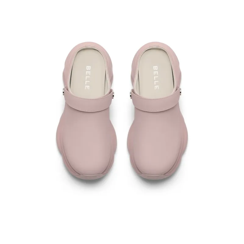 BELLE Abrasion Resistant Closed Toe Slippers Women's Black, Pink, Beige-7