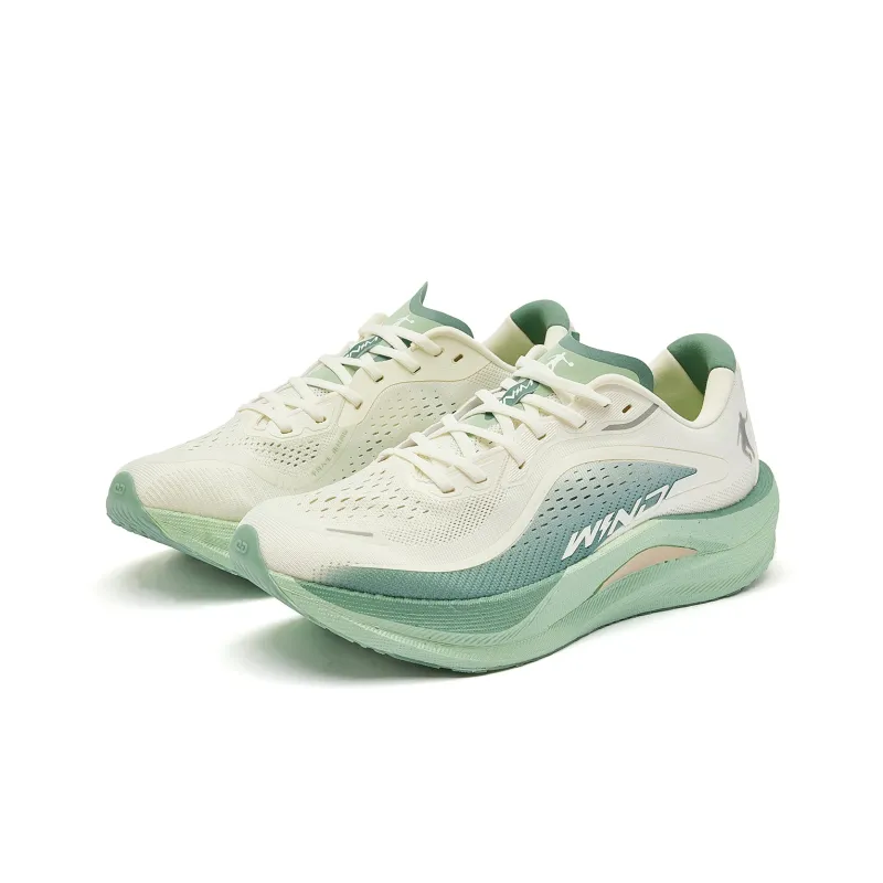 QIAODAN Strong Winds 2.0 Cushioning Anti-Slip And Wear-Resistant Low-Top Running Shoes Women's Ivory Jade Green-2