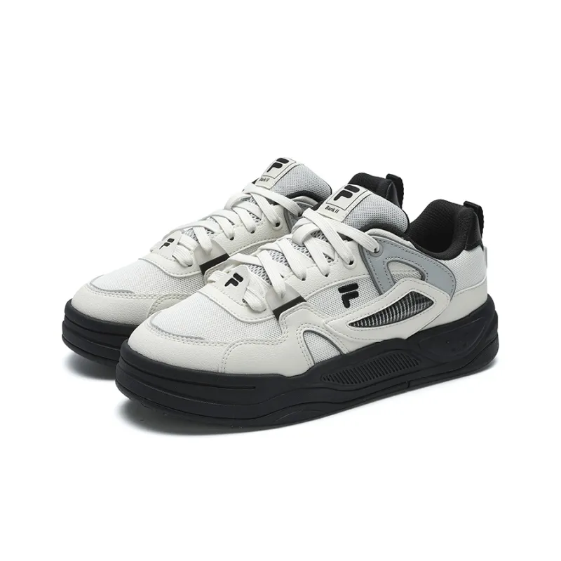 FILA FUSION BANK II Wear Resistant Low Top Skateboard Shoes Women's Black White-2