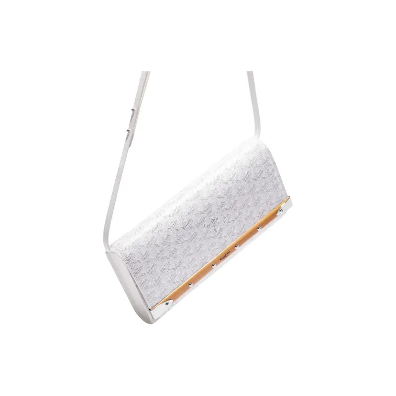 GOYARD MONTE-CARLO Canvas With Calfskin One Shoulder Crossbody Clutches Small Size Unisex White-2