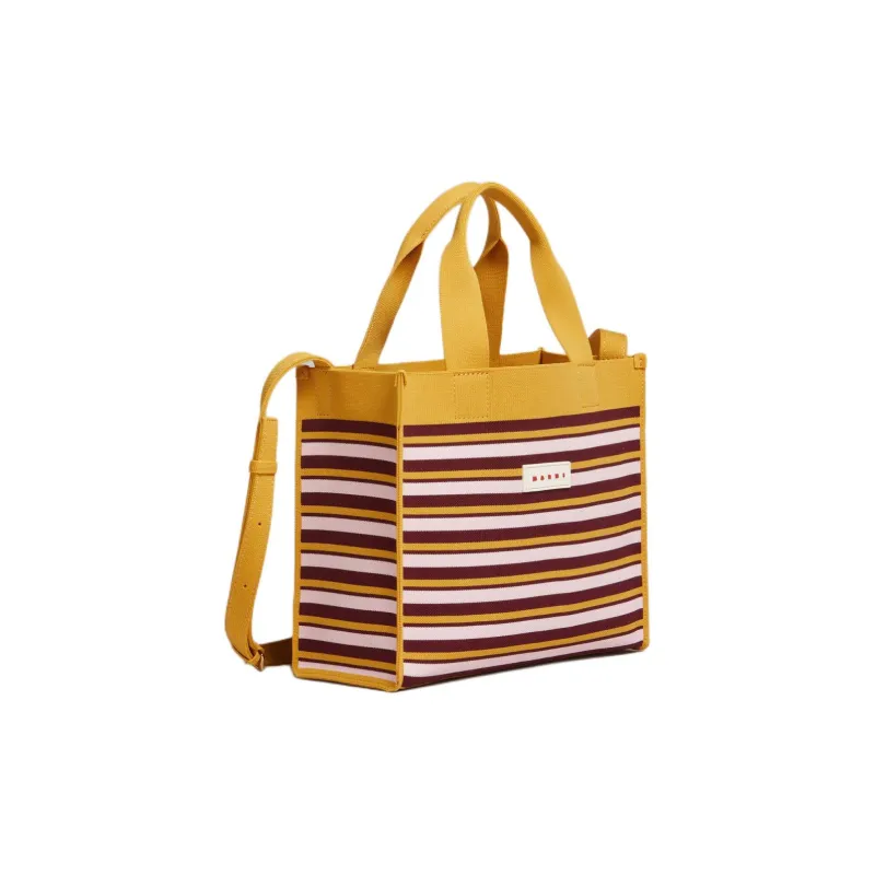 MARNI Polyester Tote Bag Shopping Bag Shoulder Bag Handbag Small Size Women's Orange & Burgundy & Pink-1
