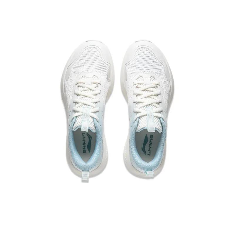 LiNing Anti-Slip Wear-Resistant Low-Top Casual Shoes Women's White Blue-2