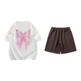 Set (White Short-Sleeved+Coffee Shorts)