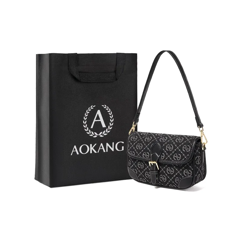 AOKANG Fabric Crossbody Bag, Shoulder Bag Medium Size Women's Hepburn Black-0