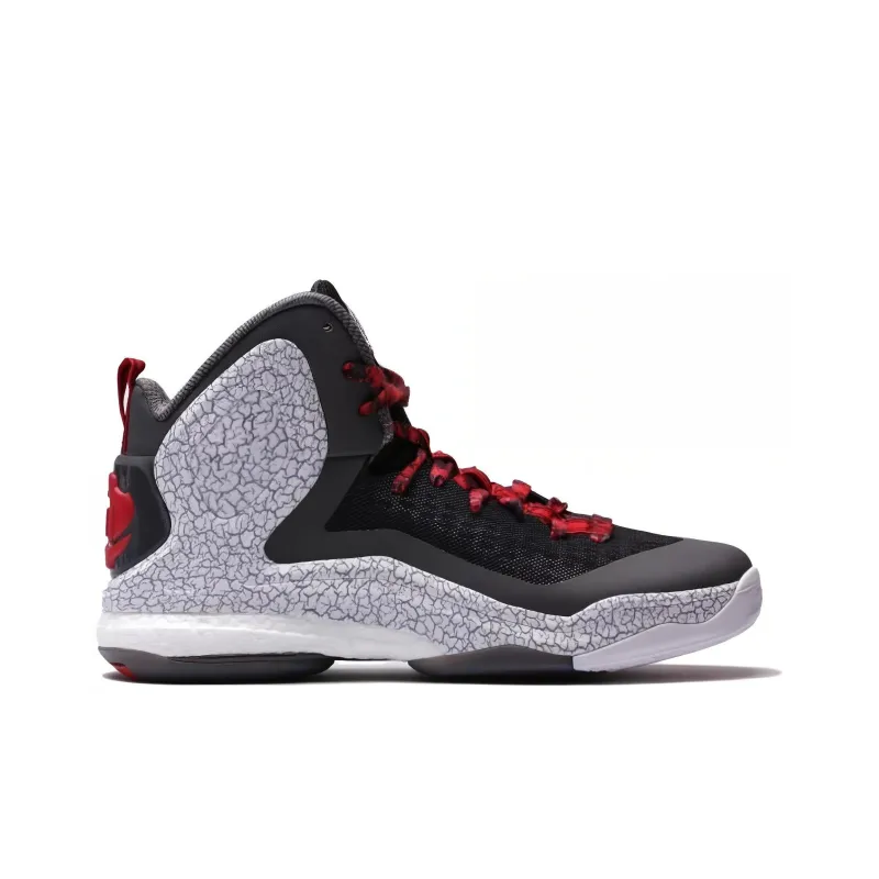 Adidas D Rose 5 Durable Breathable Mid Top Basketball Shoes Men's Black Gray-1