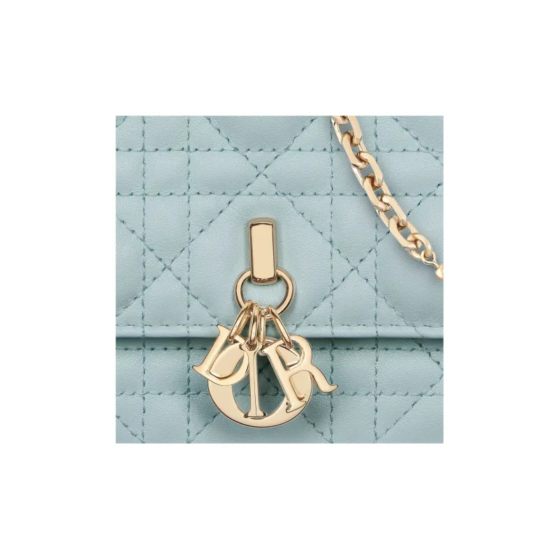 DIOR Wicker Pattern One Shoulder Handbag, Crossbody Bag Mini Women's Light Mint Green & Space Blue-5