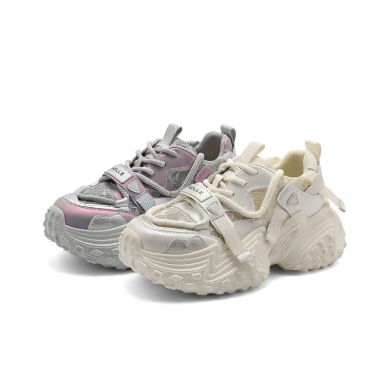 BELLE Cushioning Low-Top Chunky Sneakers Women's Purple Ecru-4