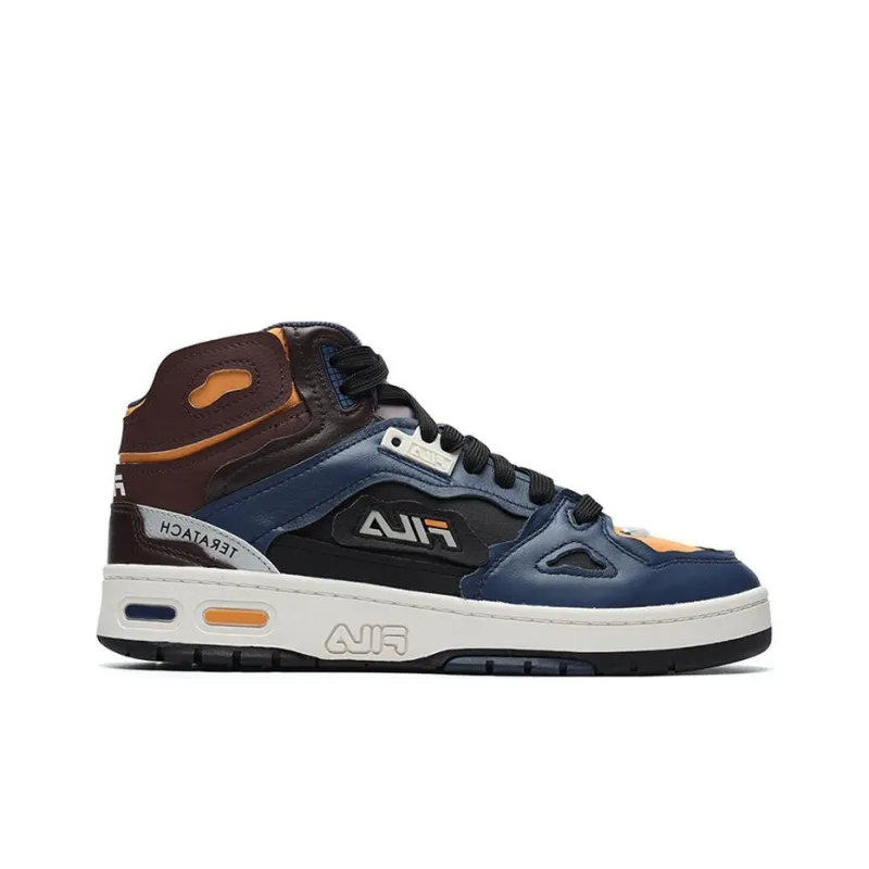 FILA FUSION Teratach Cushioning Anti Slip And Wear Resistant Mid Top Vintage Basketball Shoes Men's Black Kelp-1