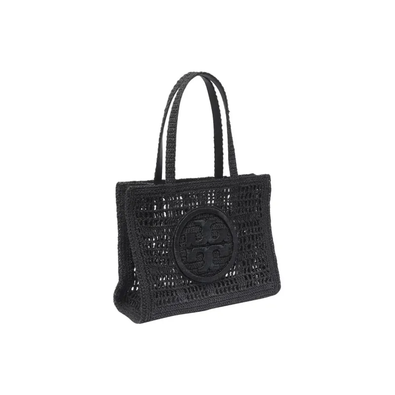 TORY BURCH Ella Raffia Handbag Small Size Women's Black-1